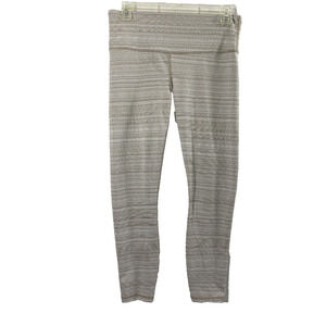 Athleta Chaturanga Tight Jacquard Textured‎ Leggings Womens Medium Quail Tan